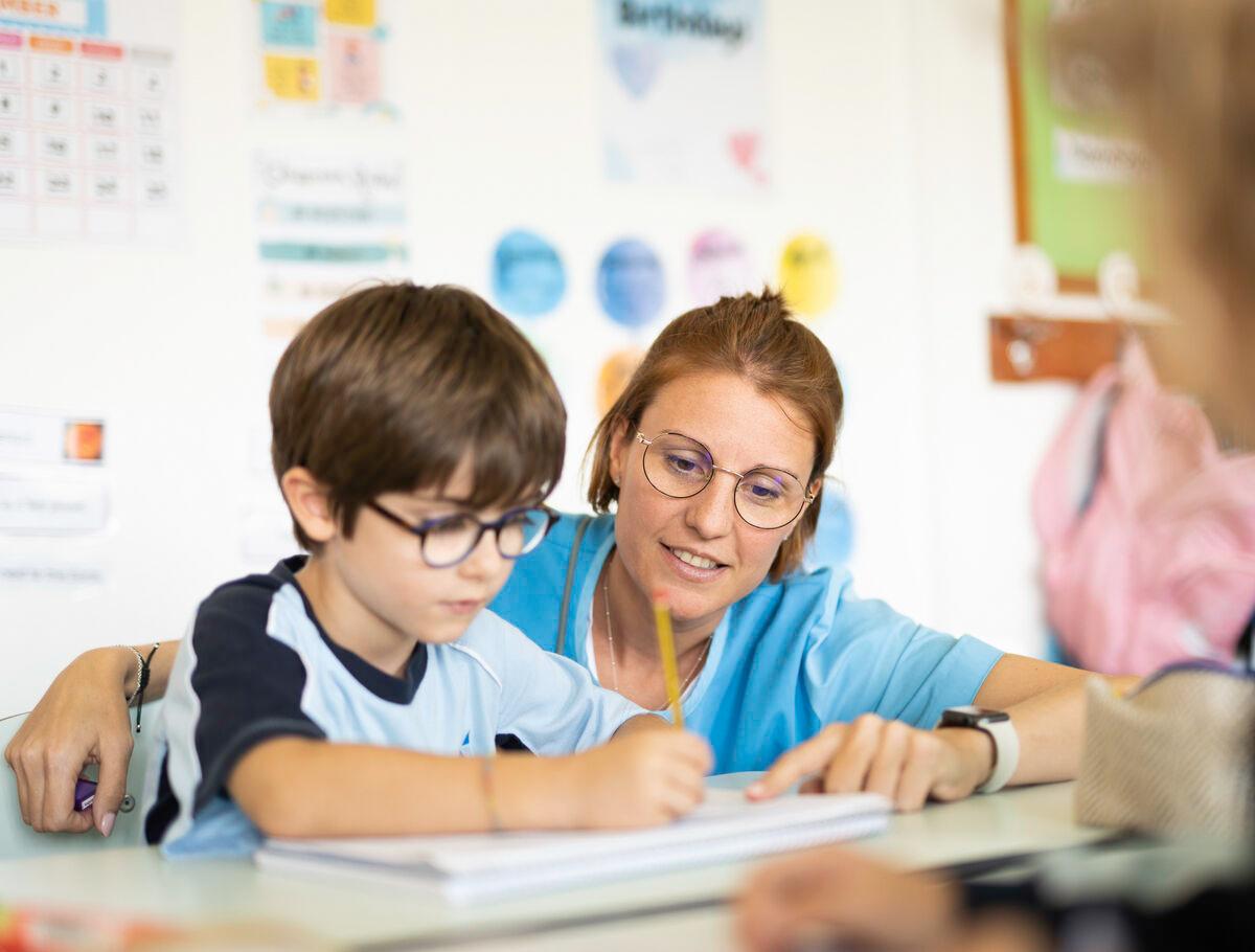 teacher with student